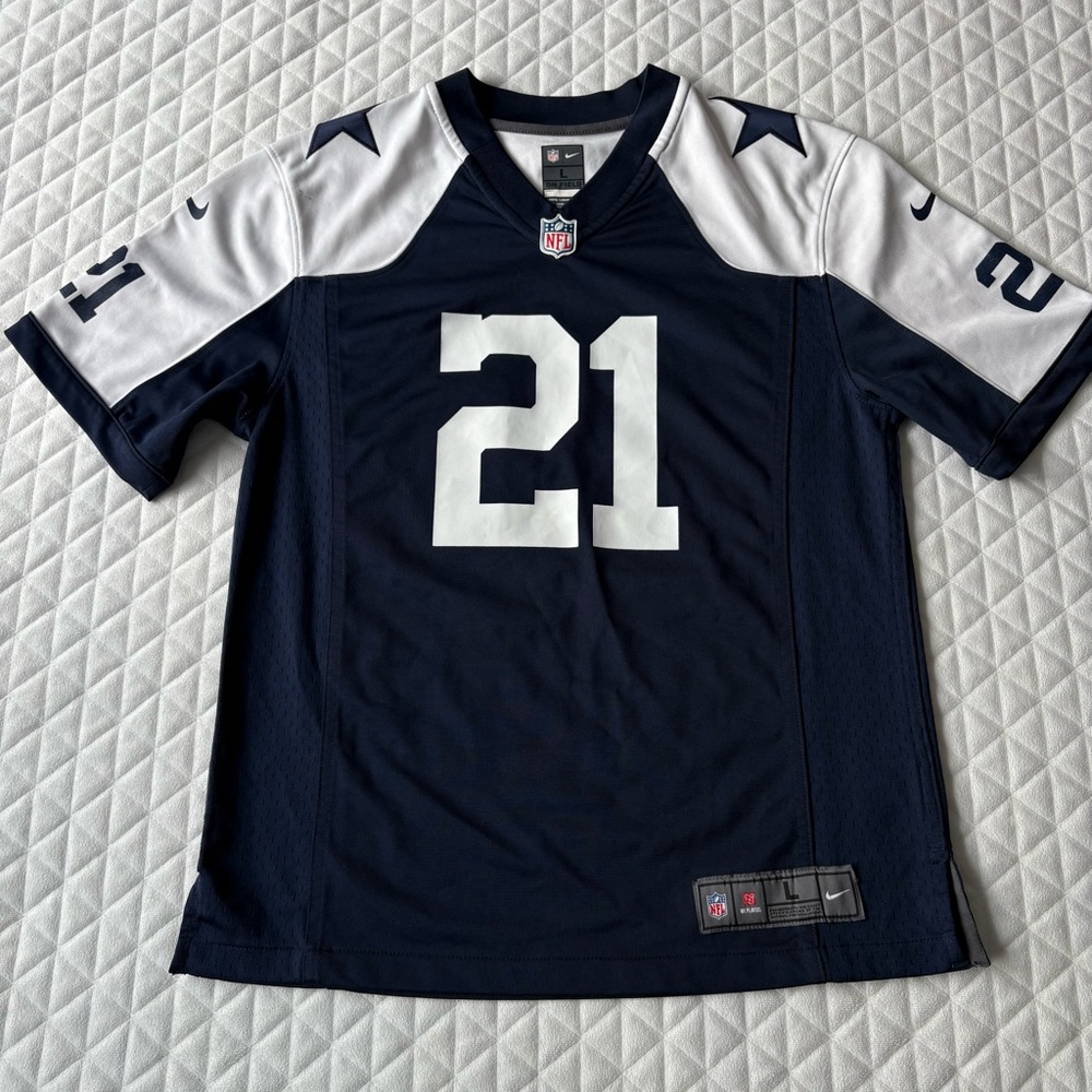 NFL EZEKIEL ELLIOTT #21 DALLAS COWBOYS ON FIELD YOUTH SIZE L (14/16) NIKE JERSEY